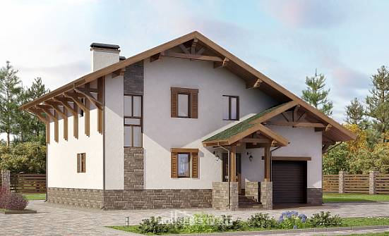 190-007-П Проект двухэтажного дома с мансардным этажом, гараж, простой загородный дом из кирпича Ахтубинск | Проекты домов от House Expert