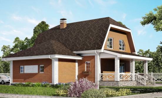 160-006-П Проект двухэтажного дома с мансардой, гараж, средний домик из газобетона Астрахань | Проекты домов от House Expert
