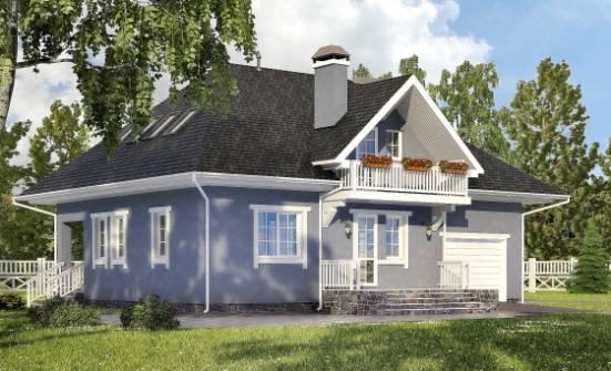 200-001-П Проект двухэтажного дома мансардой и гаражом, простой домик из поризованных блоков Астрахань | Проекты домов от House Expert
