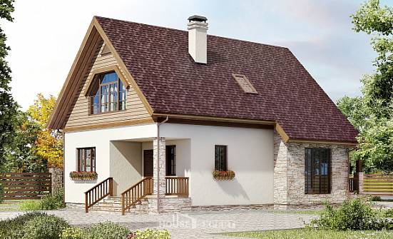 140-001-П Проект двухэтажного дома с мансардой, простой дом из твинблока Ахтубинск | Проекты домов от House Expert