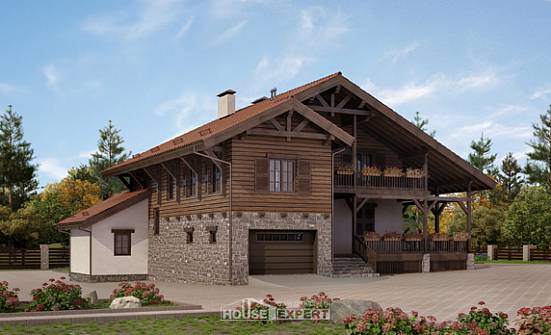 255-002-Л Проект двухэтажного дома с мансардой и гаражом, классический загородный дом из арболита Ахтубинск | Проекты домов от House Expert