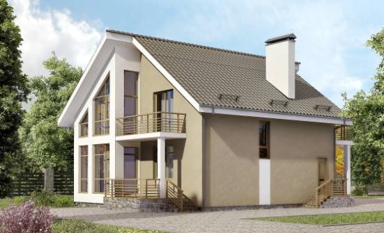 170-006-Л Проект двухэтажного дома мансардой, простой коттедж из пеноблока Астрахань | Проекты домов от House Expert