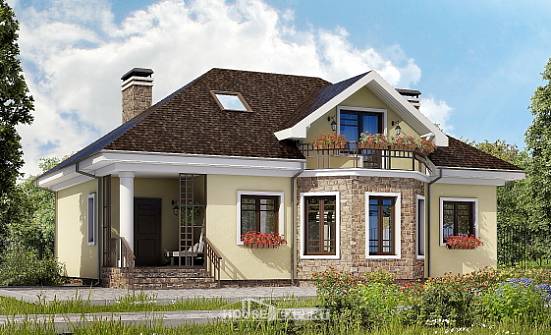 150-008-Л Проект двухэтажного дома мансардой, современный дом из бризолита Астрахань | Проекты домов от House Expert