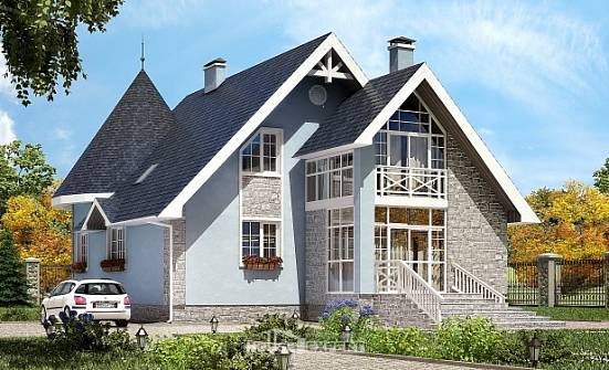 170-003-П Проект двухэтажного дома с мансардой, бюджетный дом из поризованных блоков Астрахань | Проекты домов от House Expert