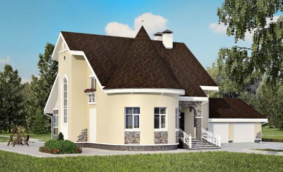 275-001-Л Проект двухэтажного дома с мансардой, гараж, красивый коттедж из кирпича Ахтубинск | Проекты домов от House Expert