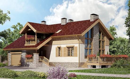 165-002-П Проект двухэтажного дома мансардой, гараж, компактный домик из поризованных блоков Ахтубинск | Проекты домов от House Expert