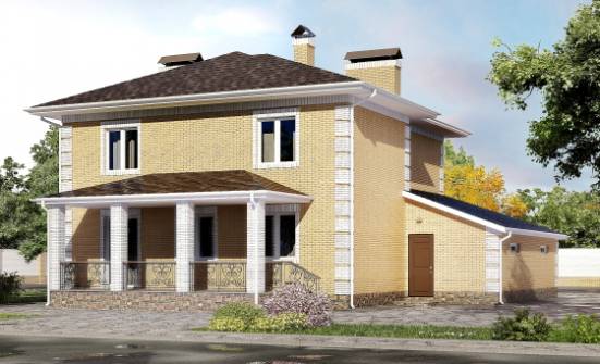 220-006-Л Проект двухэтажного дома и гаражом, современный загородный дом из арболита Ахтубинск | Проекты домов от House Expert