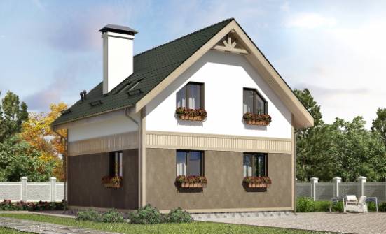 105-001-Л Проект двухэтажного дома мансардой, недорогой коттедж из блока Астрахань | Проекты домов от House Expert
