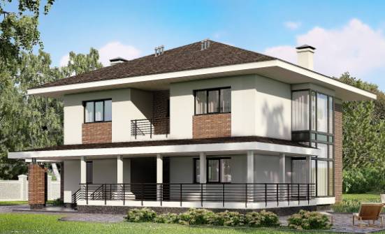 275-002-П Проект двухэтажного дома, гараж, уютный домик из кирпича Ахтубинск | Проекты домов от House Expert