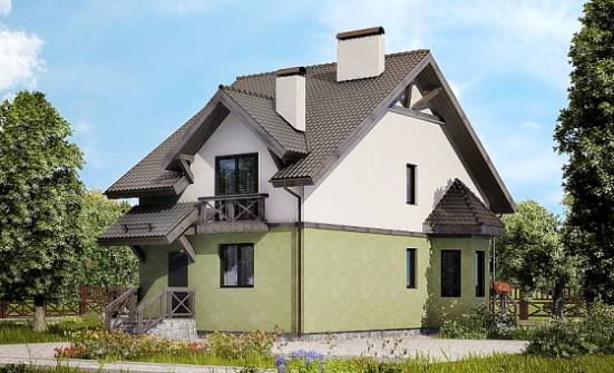 120-003-П Проект двухэтажного дома с мансардным этажом, красивый дом из керамзитобетонных блоков Ахтубинск | Проекты домов от House Expert