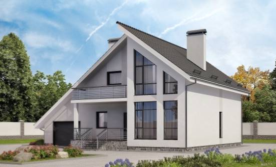 200-007-Л Проект двухэтажного дома мансардой, гараж, средний дом из твинблока Ахтубинск | Проекты домов от House Expert