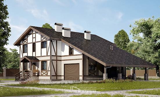250-002-П Проект двухэтажного дома с мансардой и гаражом, средний домик из кирпича Ахтубинск | Проекты домов от House Expert