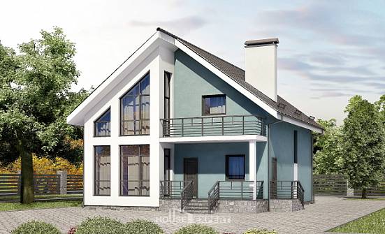 170-006-П Проект двухэтажного дома мансардный этаж, уютный дом из пеноблока Астрахань | Проекты домов от House Expert