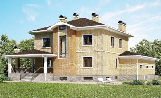 350-002-Л Проект трехэтажного дома и гаражом, классический домик из кирпича Астрахань | Проекты домов от House Expert