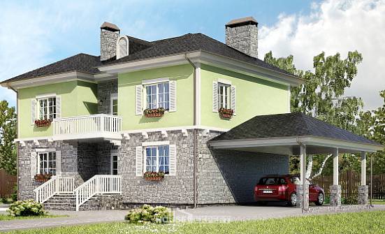 155-006-П Проект двухэтажного дома, гараж, бюджетный загородный дом из бризолита Астрахань | Проекты домов от House Expert
