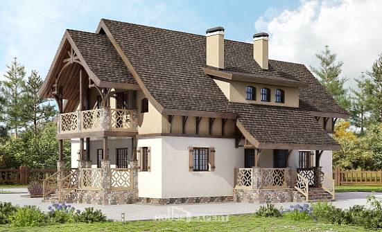 180-014-Л Проект двухэтажного дома мансардой, скромный домик из теплоблока Астрахань | Проекты домов от House Expert
