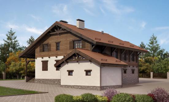 255-002-Л Проект двухэтажного дома с мансардой и гаражом, классический загородный дом из арболита Ахтубинск | Проекты домов от House Expert