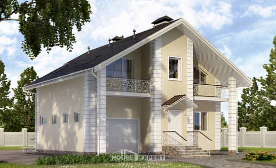 150-002-Л Проект двухэтажного дома мансардный этаж, гараж, небольшой дом из газосиликатных блоков Ахтубинск | Проекты домов от House Expert