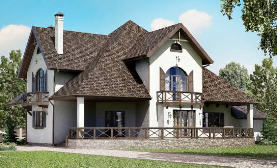350-001-Л Проект двухэтажного дома мансардой, гараж, огромный загородный дом из бризолита Астрахань | Проекты домов от House Expert