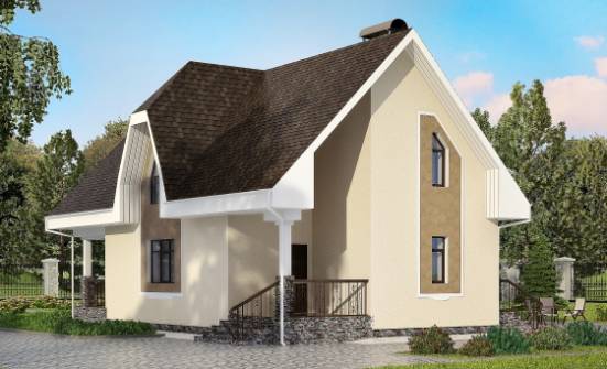 125-001-Л Проект двухэтажного дома мансардой, бюджетный коттедж из поризованных блоков Ахтубинск | Проекты домов от House Expert