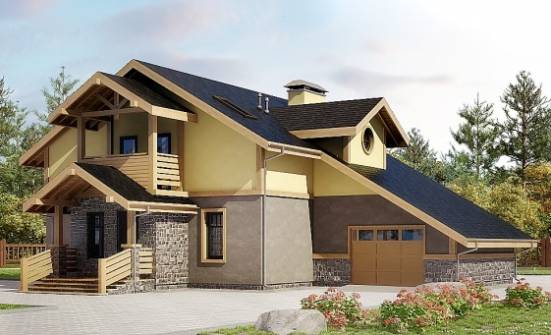 180-011-П Проект двухэтажного дома с мансардным этажом, гараж, уютный дом из пеноблока Астрахань | Проекты домов от House Expert