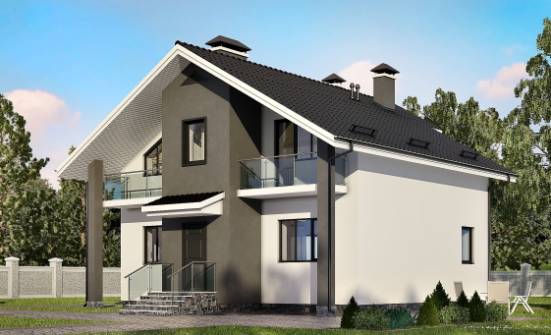 150-005-Л Проект двухэтажного дома мансардой, экономичный коттедж из керамзитобетонных блоков Ахтубинск | Проекты домов от House Expert