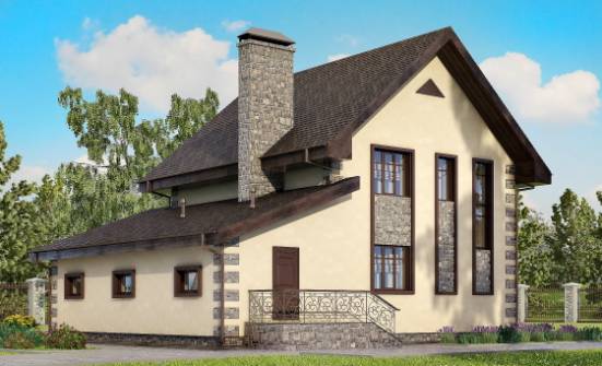 160-004-П Проект двухэтажного дома, гараж, скромный загородный дом из твинблока Астрахань | Проекты домов от House Expert