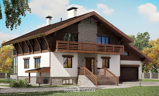 420-001-П Проект трехэтажного дома с мансардным этажом и гаражом, огромный загородный дом из кирпича Астрахань | Проекты домов от House Expert