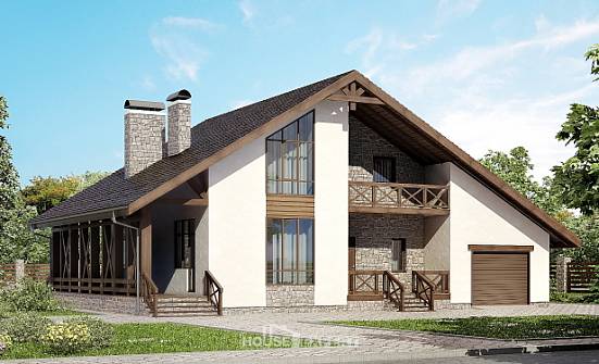 265-001-П Проект двухэтажного дома с мансардным этажом, гараж, классический домик из керамзитобетонных блоков Ахтубинск | Проекты домов от House Expert