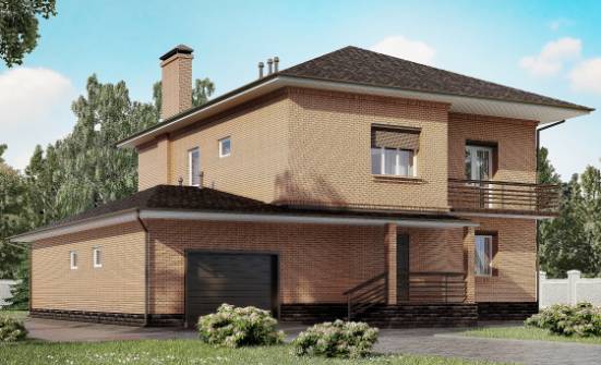 245-003-Л Проект двухэтажного дома, гараж, красивый загородный дом из кирпича Астрахань | Проекты домов от House Expert