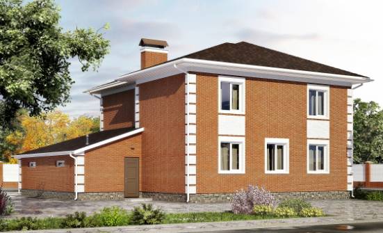 220-004-Л Проект двухэтажного дома и гаражом, средний домик из кирпича Астрахань | Проекты домов от House Expert