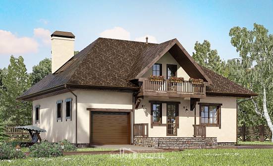 200-001-Л Проект двухэтажного дома мансардный этаж, гараж, уютный домик из арболита Астрахань | Проекты домов от House Expert