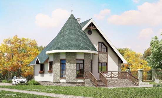 170-003-Л Проект двухэтажного дома с мансардным этажом, доступный коттедж из бризолита Ахтубинск | Проекты домов от House Expert