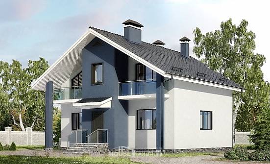 150-005-П Проект двухэтажного дома с мансардным этажом, современный домик из газосиликатных блоков Астрахань | Проекты домов от House Expert