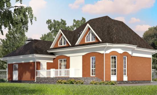 180-007-П Проект двухэтажного дома с мансардой и гаражом, уютный дом из арболита Ахтубинск | Проекты домов от House Expert