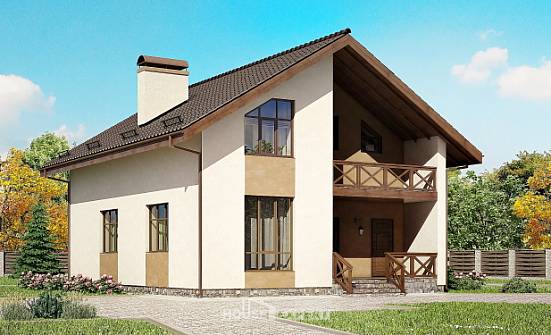 170-002-П Проект двухэтажного дома мансардный этаж, бюджетный коттедж из пеноблока Астрахань | Проекты домов от House Expert