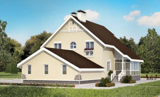 275-001-Л Проект двухэтажного дома с мансардой, гараж, красивый коттедж из кирпича Ахтубинск | Проекты домов от House Expert