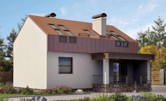 120-004-Л Проект двухэтажного дома с мансардой, доступный загородный дом из газосиликатных блоков Астрахань | Проекты домов от House Expert