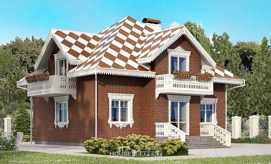 155-003-Л Проект двухэтажного дома с мансардой, гараж, экономичный домик из пеноблока Ахтубинск | Проекты домов от House Expert