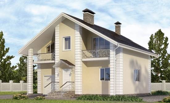 150-002-Л Проект двухэтажного дома мансардный этаж, гараж, небольшой дом из газосиликатных блоков Ахтубинск | Проекты домов от House Expert