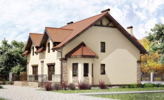 240-001-П Проект двухэтажного дома мансардный этаж, простой загородный дом из теплоблока Ахтубинск | Проекты домов от House Expert