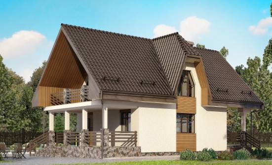 150-001-Л Проект двухэтажного дома мансардный этаж, гараж, красивый дом из блока Ахтубинск | Проекты домов от House Expert