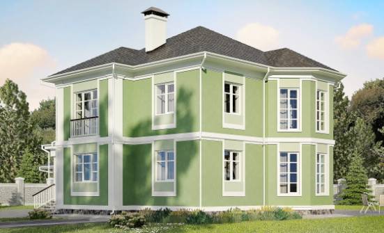 170-001-Л Проект двухэтажного дома и гаражом, компактный загородный дом из арболита Ахтубинск | Проекты домов от House Expert