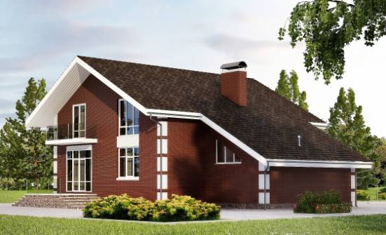 180-001-Л Проект двухэтажного дома мансардой, гараж, скромный дом из бризолита Астрахань | Проекты домов от House Expert