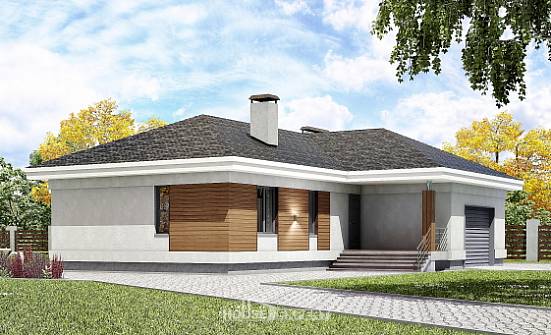 165-001-П Проект одноэтажного дома, гараж, бюджетный домик из теплоблока Астрахань | Проекты домов от House Expert