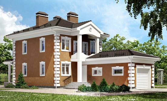 150-006-П Проект двухэтажного дома, гараж, уютный дом из теплоблока Астрахань | Проекты домов от House Expert