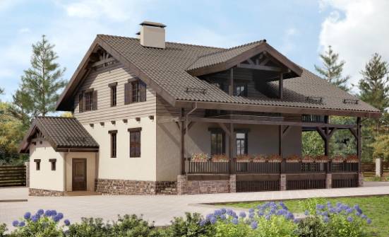 255-002-П Проект двухэтажного дома с мансардой и гаражом, большой загородный дом из бризолита Астрахань | Проекты домов от House Expert