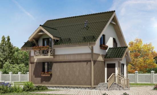 105-001-Л Проект двухэтажного дома мансардой, недорогой коттедж из блока Астрахань | Проекты домов от House Expert
