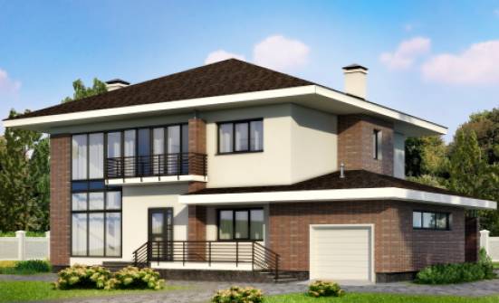 275-002-П Проект двухэтажного дома, гараж, уютный домик из кирпича Ахтубинск | Проекты домов от House Expert