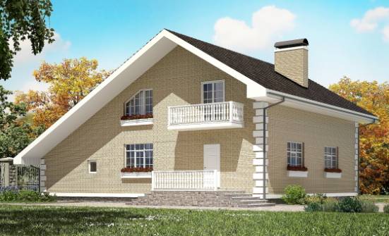 190-005-П Проект двухэтажного дома с мансардным этажом, гараж, простой дом из твинблока Астрахань | Проекты домов от House Expert
